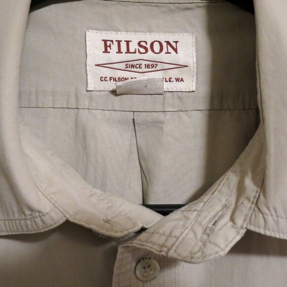 Filson Shirt Mens Medium Long Sleeve Button Solid Light Brown - Picture 3 of 7